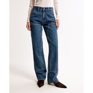 Abercrombie & Fitch Women 30 Jeans Slouchy Carpenter Utility Mid Rise Baggy NEW